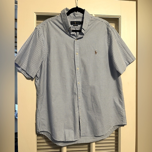 Ralph Lauren CUSTOM FIT short sleeve button down check shirt men's XL /eaa454615